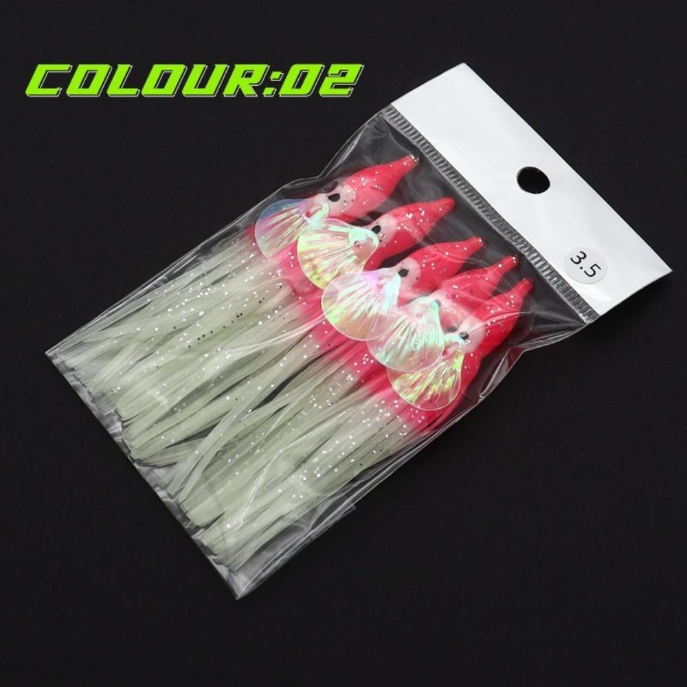 5pcs Glow-in-the-Dark Glow-in-the-Dark Squid Skirt Fishing Lures Soft Rubber 13cm Soft Rubber Octopus Skirts Fishing group