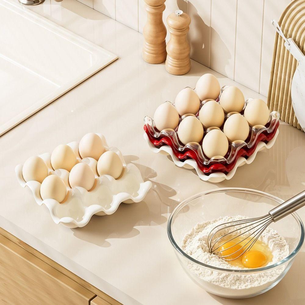 Divided Compartments Egg Organizer PET Eggs Fresh Storage Box Kitchen Countertop