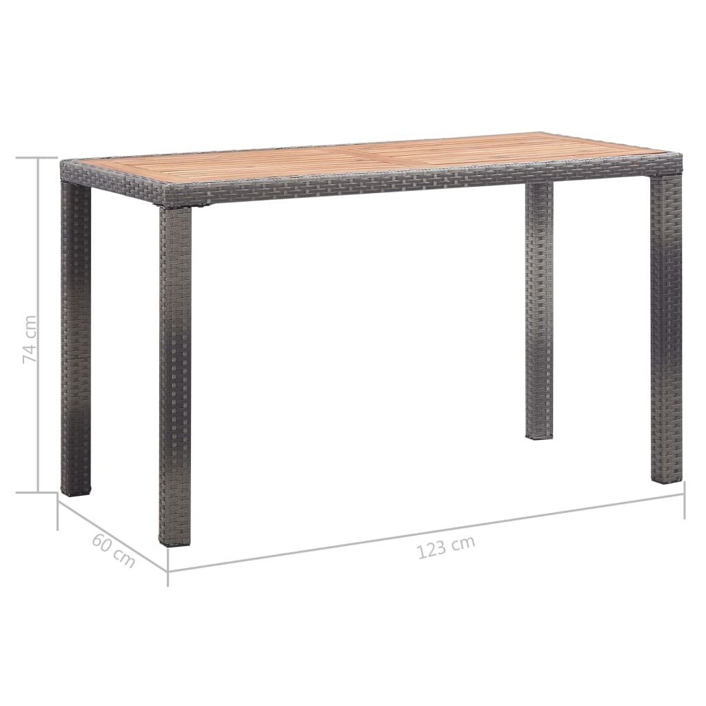 Outdoor Table Anthracite and Brown 123 x 60 x 74 cm Solid Acacia Wood