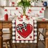 Red Heart Buffalo Plaid Valentine's Day Placemats Table Runner Seasonal Bow Tie Table Mats for Party Kitchen Dining Decoration