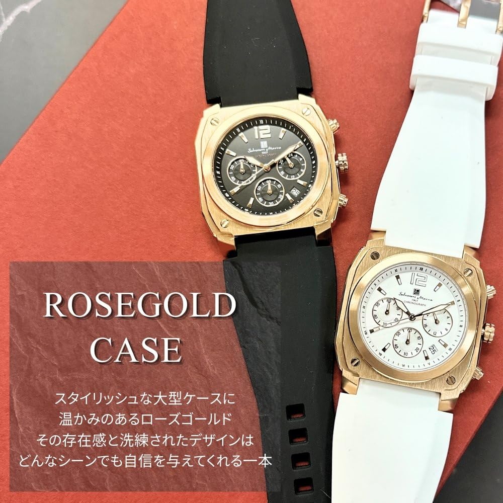 Watch Hand Chronograph Wide Rubber Strap Watch Watch [Salvatore Mara] Men's Men's [] (no.3)