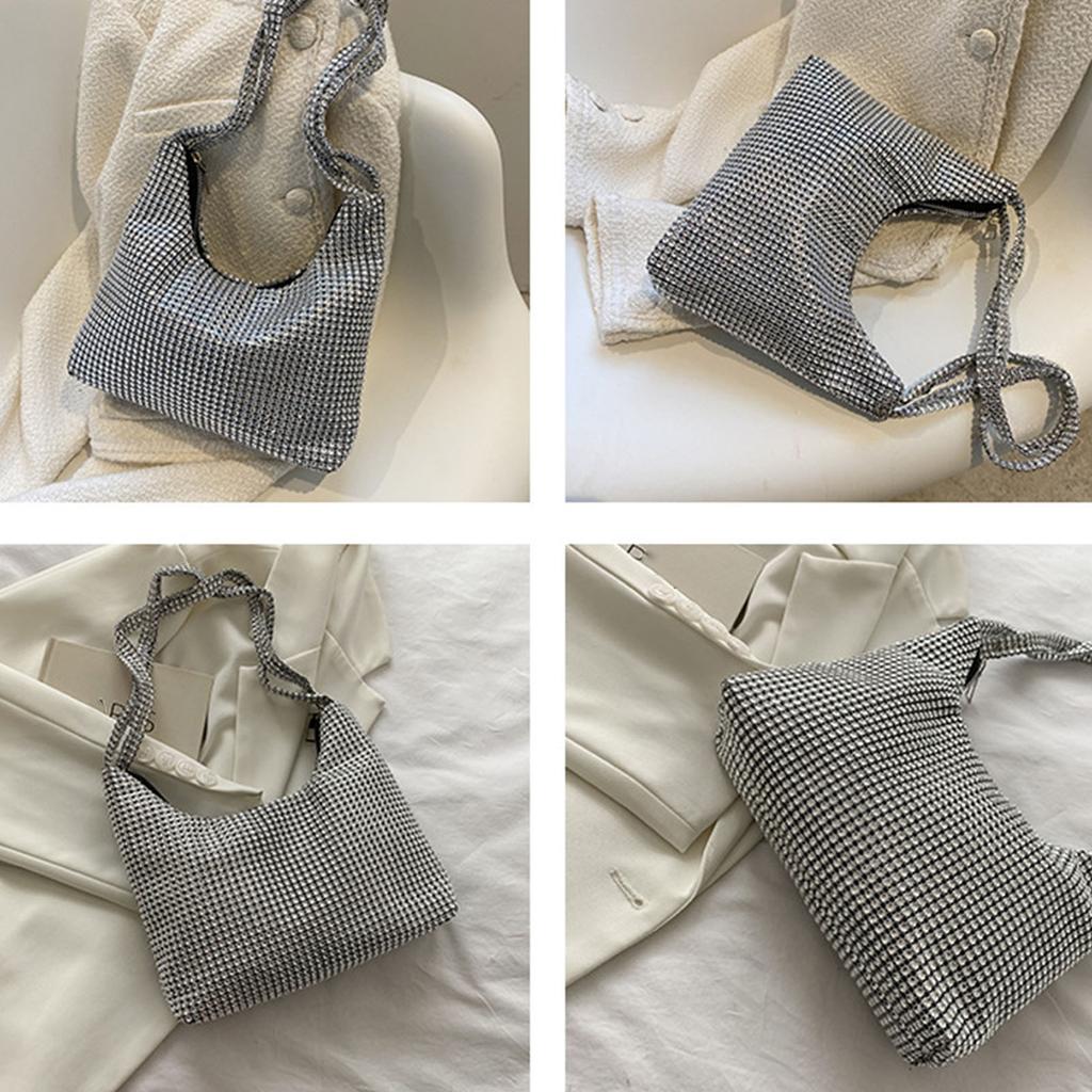 Нежная сумка через плечо для сумки со стразами, клатч, сумочка, вечерняя сумочка, серебристая блестящая сумка подмышкой на День святого Валентина