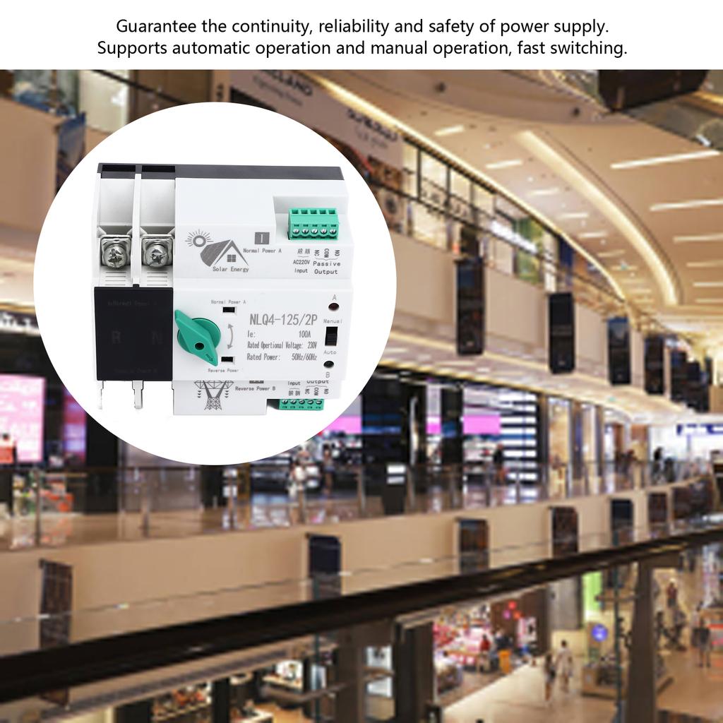 Переключатель резерва двойной мощности быстрого переключения автоматический 230 В переменного тока 100 А для домашнего завода