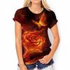 Women's T Shirt Short Sleeve Flame Flower Summer Element 3D Print Sexy O-neck Fashion Street Harajuku Comfortable Ladies Casual