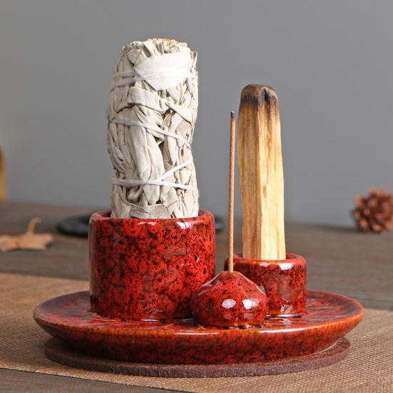 Керамический подсвечник, современный Пало-Санто, ароматическая палочка, горелка, многоцелевой пеплоуловитель, украшение для комнаты для йоги, праздничный подарок