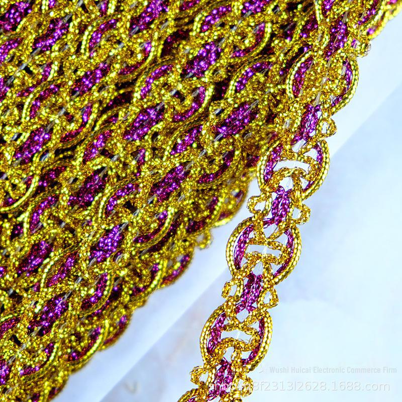 Кружевная отделка из золотых и серебряных пайеток шириной 2 см - 18-метровая карта для аксессуаров одежды