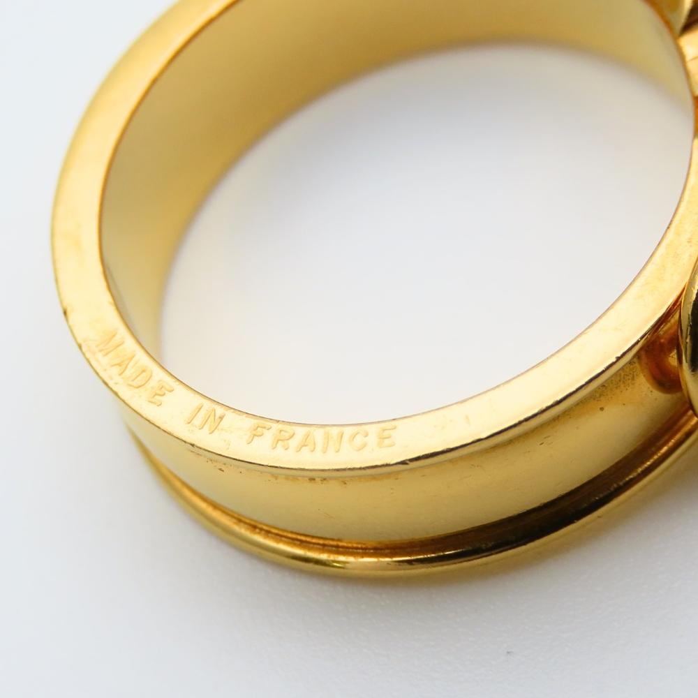 Used HERMES Scarf ring Saintur Belt motif metal 5.7g gold plating