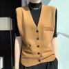 Spring New V-neck Vest, Women's Knitted Sleeveless Vest, Loose and Slimming Sweater Waistcoat