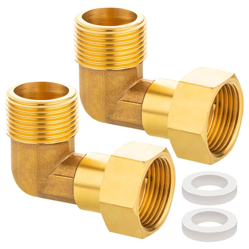 Pack Of 2 Sturdy Brass Materials 90 Degree Point Fitting 3/4 Inch Male To Female Thread For Water Installations