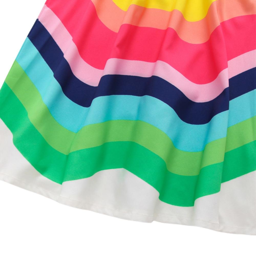 Платье на бретельках в радужную полоску для девочек, детская одежда, повседневная одежда, пляжное платье от солнца