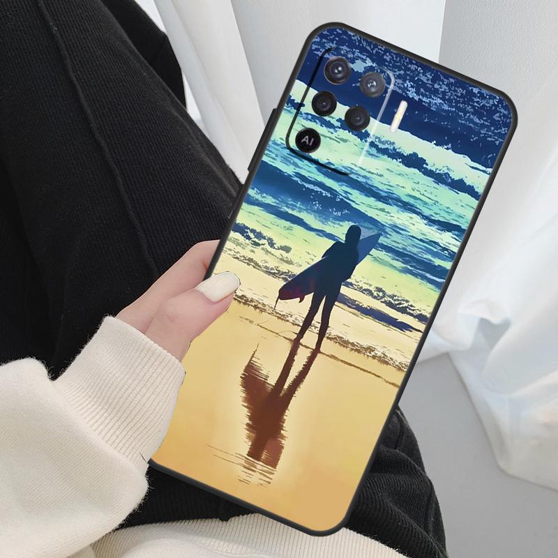 HAWAII BEACH SURF GIRL SURFING ART Case For Oppo A40 A60 A80 A5 Pro A15 A16 A17 A57 A77 A94 A74 A54 A76 A96 A18 A38 A58 A78 A98