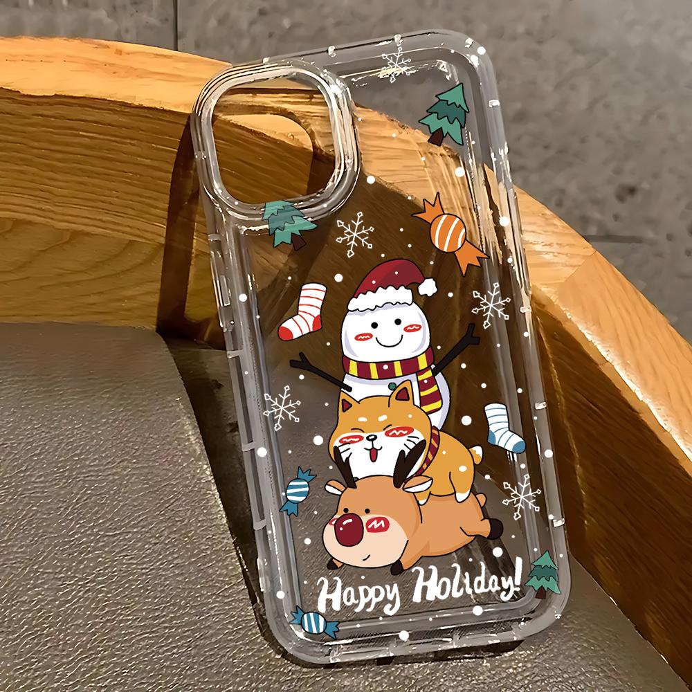 Cute Cartoon Christmas Phone Case for Samsung Galaxy S25 S24 S23 S22 S21 S20 Note20 Note10 FE Ultra Plus 4G 5G Clear Back Cover