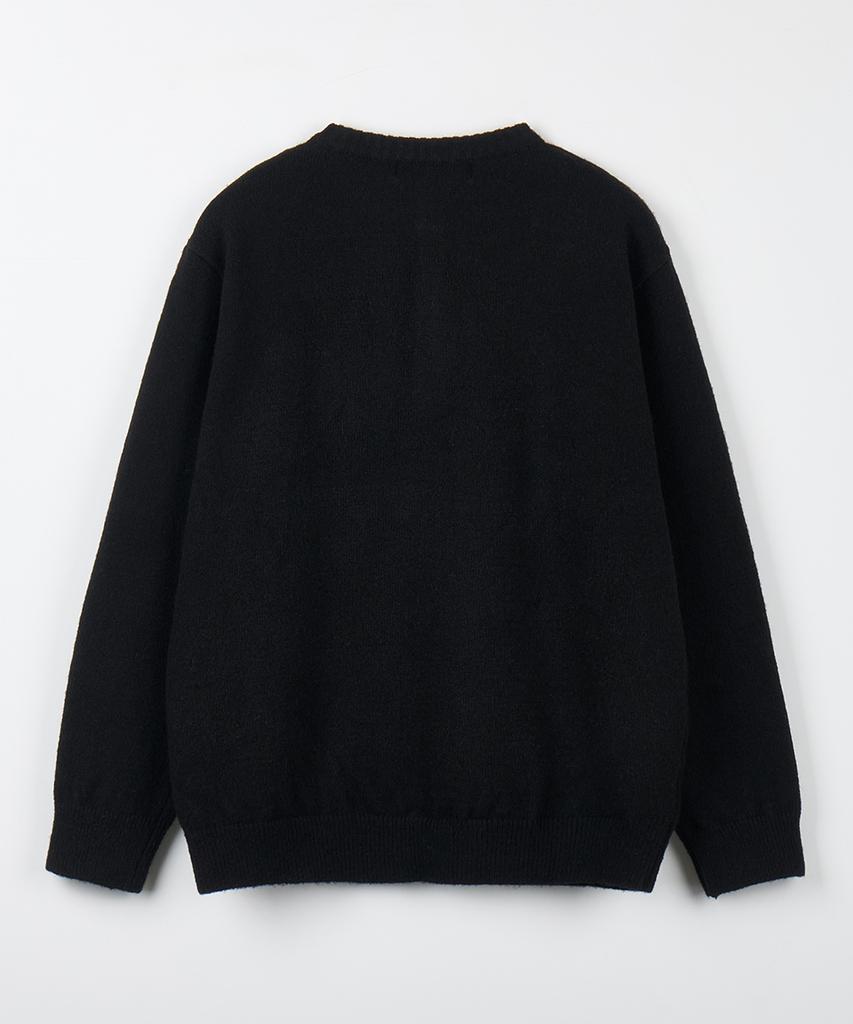 NODU Daily Plain Henley Neck Knit [Black]