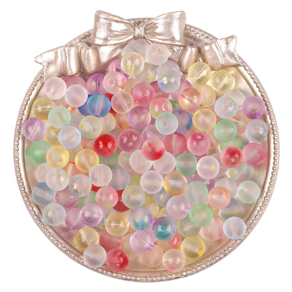 50Pcs 8mm Multicolor Transparent Frosted Glass Loose Beads With Gold Foil For Jewelry Decoration Making DIY Necklace Bracelet Earring