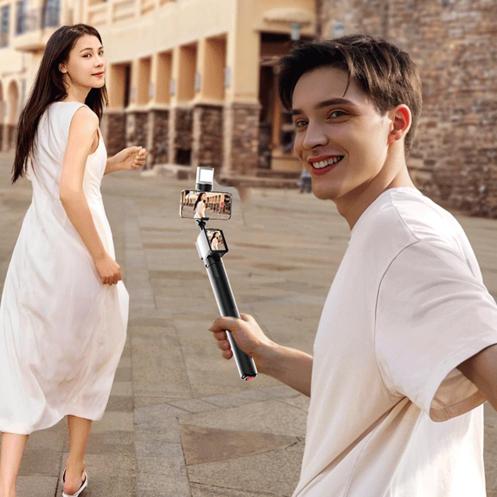 Portable Selfie Stick BT 5.2 Handheld RC Selfie Stick USB-C Rechargeable Mobile Phone Holder for Live Broadcas Take Photo Travel