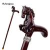 Brown Horse Wooden Fashion Walking Stick Decorative Cospaly Cane Halloween Wood Mace Crutch Wand Crosier 96cm