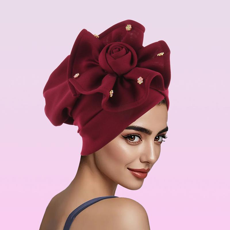 1 шт. индийская шапка в этническом стиле солнцезащитный хиджаб летний головной убор большой цветок мусульманский однотонный оборка головной убор тюрбан шляпа