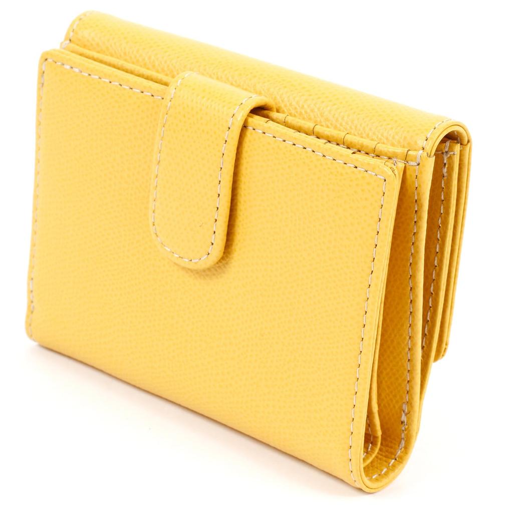 Wallet Embossed That Makes Scratches Less Noticeable PH0537 Stitch 43915 [Kitamura] Bi-fold Mustard/Ivory [Yellow]
