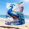 1pc Peacock Feather Artwork Outdoor Flannel Blanket, Cozy & Warm Soft Te Playful Design, Napping Camping,
