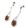 [N1959] - Amber 'Inspiration' Silver Earrings (rhodium-plated) - 37x9 Mm