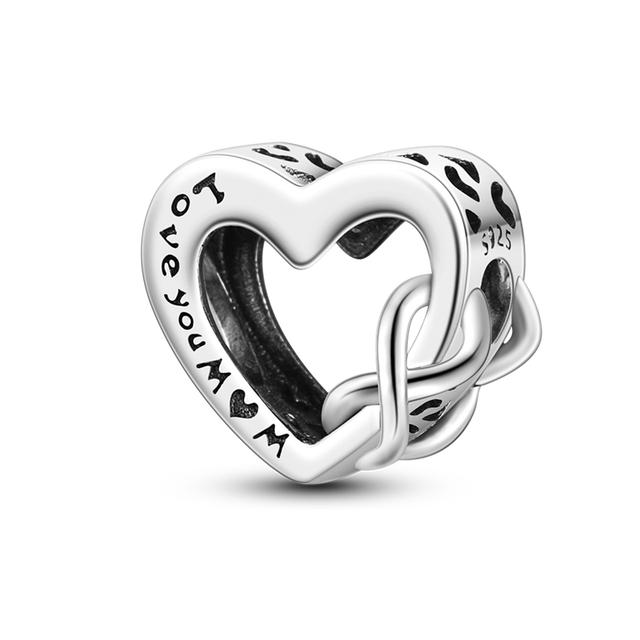 Heart Shape 925 Silver Family Lover Affection Pendant Charm Beads Fit Woman's Cute Bracelet DIY Jewelry For Women