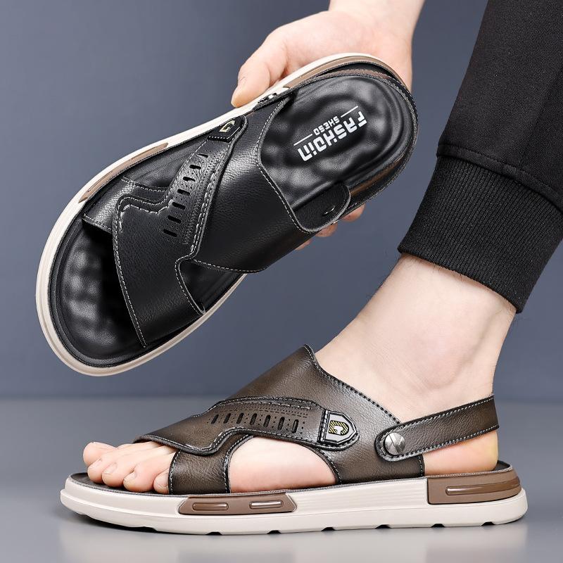 2025 Summer New Sandals Men's Trendy Soft-soled Wear-resistant Outer Wear Dual-purpose Beach Men's Cool Slippers