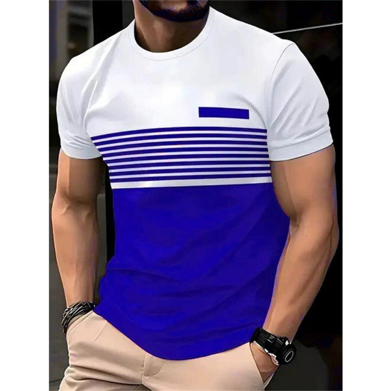 Fashion Striped Pattern Men's Short Sleeve T-Shirts Summer 3d Printed Street Trend Simple T Shirt 6XL Plus Size Casual Tops