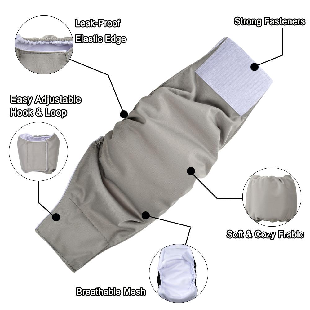 3 шт. Стираемые подгузники для кобелей для маленьких собак, многоразовые гигиенические трусы для питомцев, бандаж на живот, высокоабсорбирующий подгузник для щенков, непромокаемый