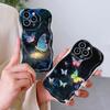 For iPhone 16 15 14 13 12 Pro Max Samsung S24 Ultra S23 S22 Plus Redmi Note 13 Pro Dreamy Colorful Butterflies Wavy Edge Soft Silicone Phone Case
