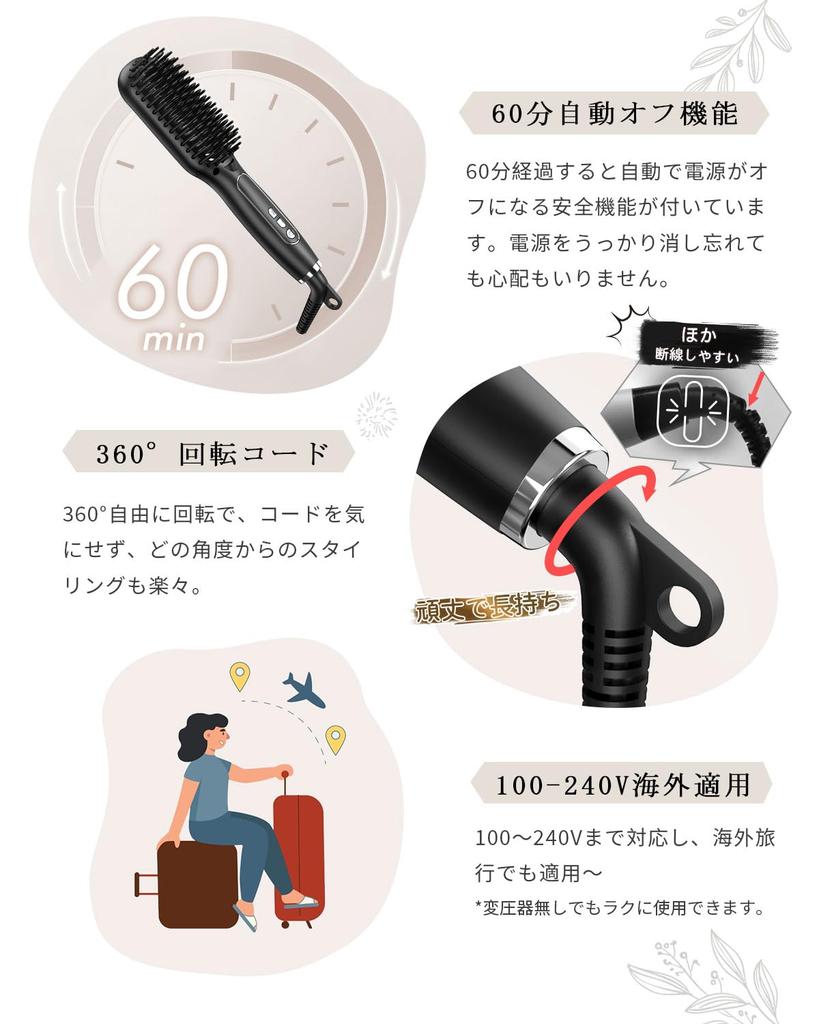 Тепловая щетка Aliliy Щетка для утюжка МАКСИМАЛЬНАЯ температура 30 миллионов отрицательных увлажнение и блеск волос глажка 60 минут LED завивка легко обжечь волосы электричеством