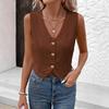 Women's Sleeveless Vest Top V Neck Button Down Crop Tank Top Summer Going Out