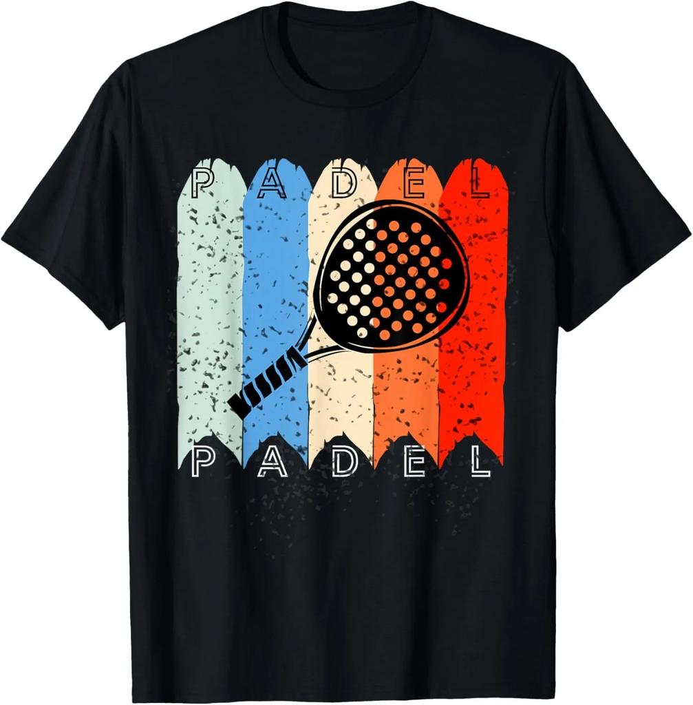 Padel Paddle Tennis Racquet Ball Vintage Colors TShirt Cotton Casual Sports Street Couple Clothes Streetwear Mens T Shirts