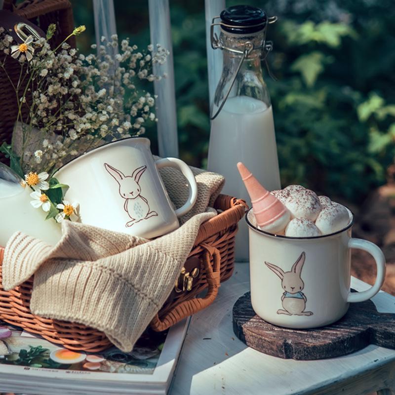 380 мл керамическая кружка в виде кролика, фермерская серая кружка в виде кролика, фарфоровая чашка для воды, молока, сока, подходит для микроволновой печи