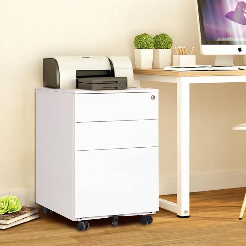 Autumn White Three-Drawer Mobile Steel Cabinet