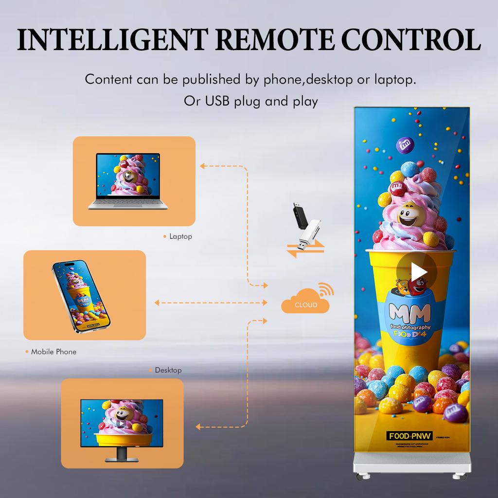 MWE US EU Spot mwe 80" P1.86 Spliceable Led Digital Signage Display Removable Advertising Media Custom Wholesale Ultra-thin