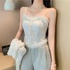 Fashionable Women's Summer Fashion Camisole Vest Pleated Pearl Tank Vest Casual Women's Streetwear Girl Sexy Sleeveless Camis