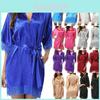 Шелковые однотонные женские атласные халаты Свадебные для невесты Свадебные для подружек невесты Платье-халат для невесты Банный