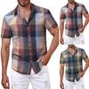 Мужская повседневная свободная рубашка с короткими рукавами, модная рубашка с лацканами, топ