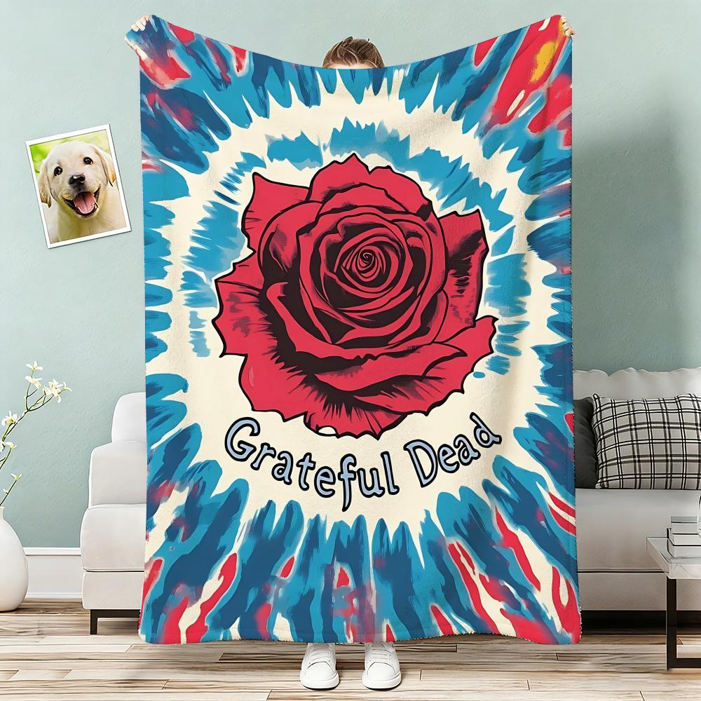 Album G-Grateful D-Dead band Throw Lightweight 240g Flannel Blanket Soft Skin-friendly for Summer Cooling