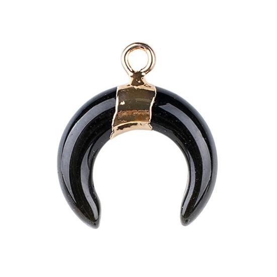 DIY Pendant Gold-Plated Edging Crescent Horn Design Natural Imitation Crystals Jade Necklace Bracelet Earrings Charm DIY Jewelry Making