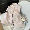 Pink Weaving Gold Plum Blossom Vest Women 2025 New Early Spring Vest Buckle Top
