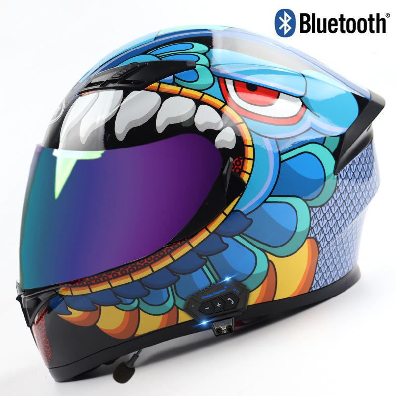 Electric vehicle helmet for men and women with Bluetooth, dual visors, winter helmet, motorcycle racing helmet, all-season full-face safety helmet