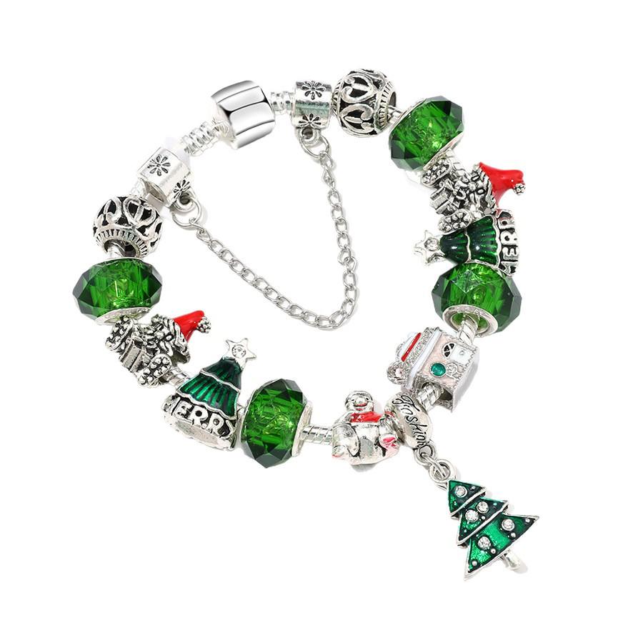 Браслет Пан Европейский Шарм с Подвеской в виде Рождественской Елки - Винтажный Стиль для Женщин