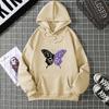 Top Casual Soft Women Hoodie White and Purple Butterfly Personality Funny Women Fashion Wool Hoodie Loose Sports Shirt