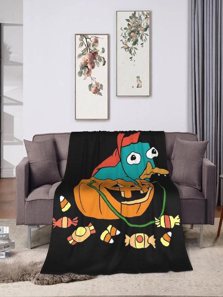 Perry the Platypus Halloween Blanket Soft Winter Bedding Throw for Student Room Sofa Bed Cover Fashionable Durable Bedspread