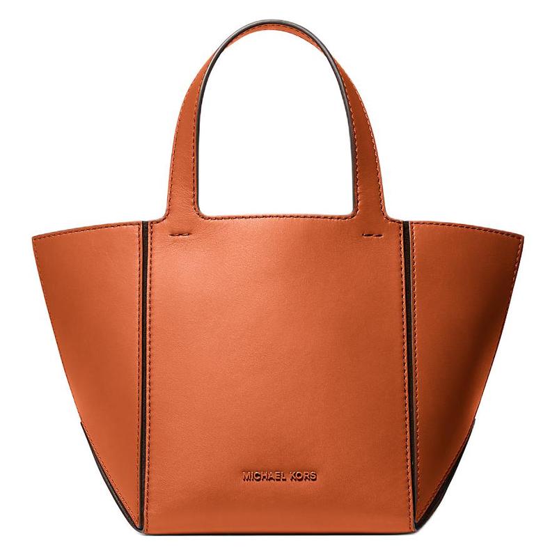 MICHAEL KORS Jordi Brand Letter Logo Tote Bag Leather Handbag Small Women's Orange