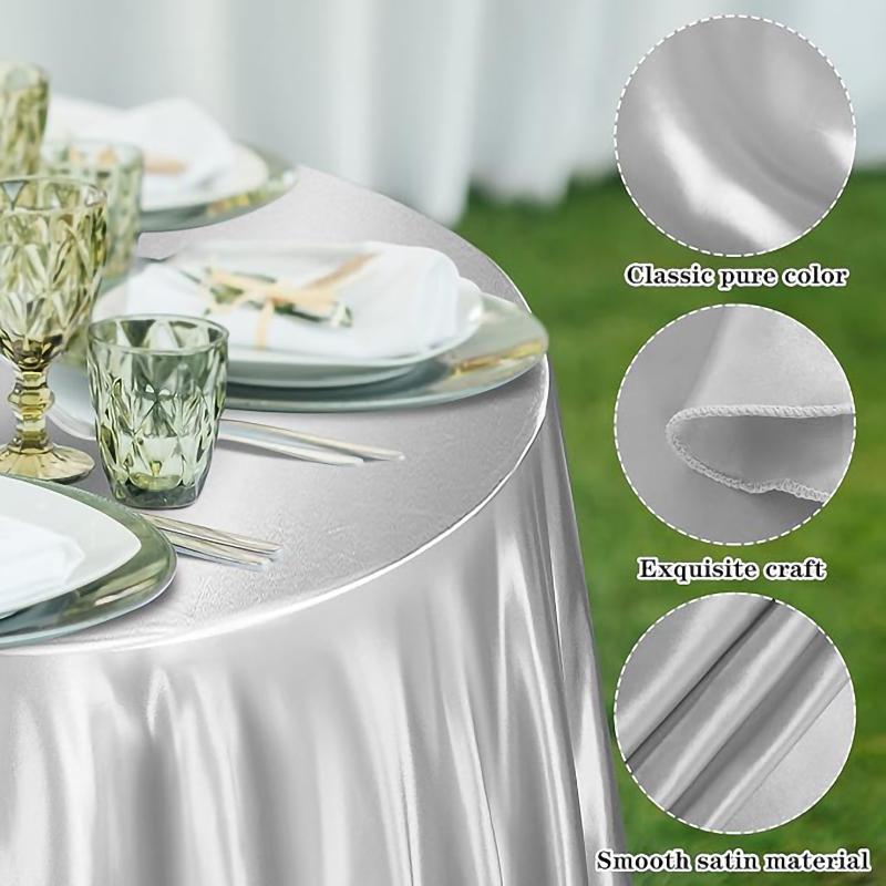 Round Satin Tablecloth Sky Blue Bright Silk Tablecloth For Baby Shower Wedding Birthday Party Banquet Christmas Table Decor