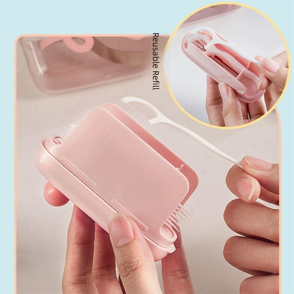 Dustproof Automatic Pop Dental Floss Box Press-on Mini Teeth Stick Case Men&Women