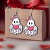 Drop Earrings Pink Heart Ghost Earrings, Cute with Bow Lightweight Acrylic Halloween for Girls Women Durable