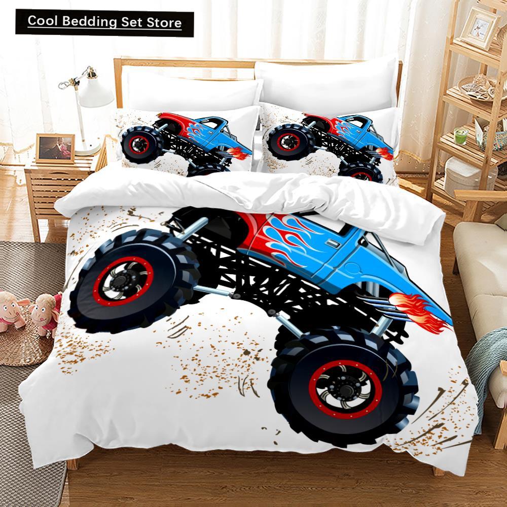 3D Print Anime Monster Jam Bedding Set Single Twin Full Queen King Size Monster Jam F1 Bed Set Teenager Bedroom Duvet Cover Sets